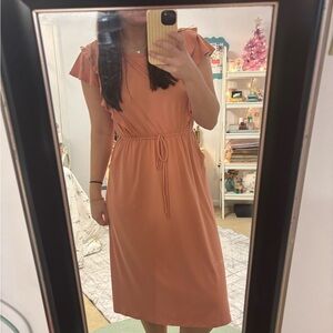 Elegant Peach Midi Dress